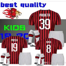 Детский комплект 19 20 AC milan soccer jersey PIATEK PAQUETA SUSO CALDARA CUTRONE ROMAGNOL S. CASTILLEJO AC Детская футбольная рубашка