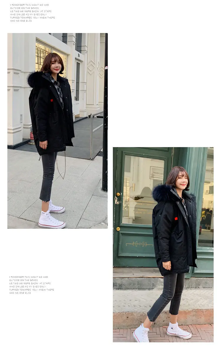 Winter new collection women down jacket thick loose long big scorpion fur collar thick tooling style down jackets woman hooded