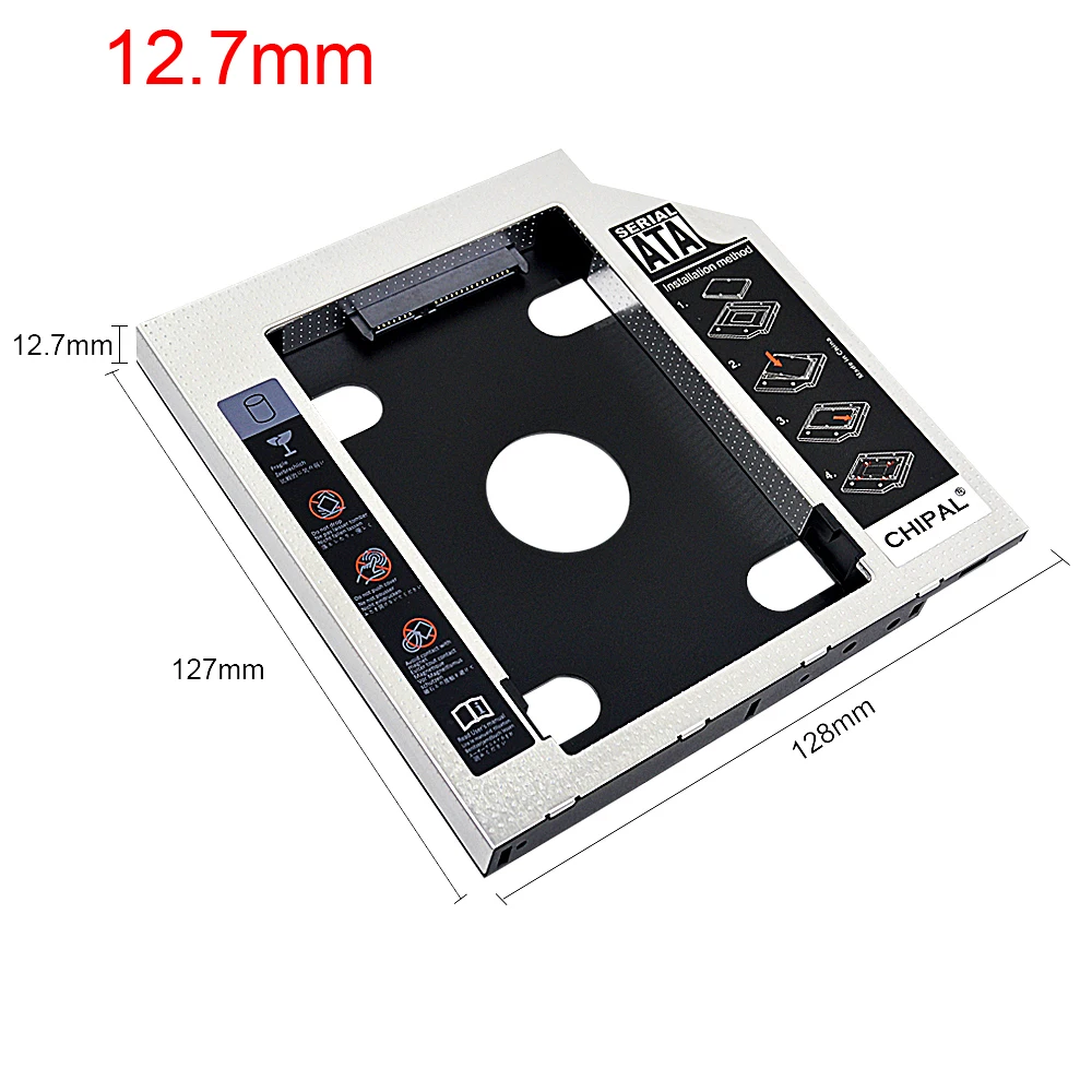 CHIPAL Aluminum Plastic 9.5/12.7mm SATA 3.0 2.5" Universal HDD Caddy Case Enclosure Adapter DVD HDD Hard Box For CD Optibay