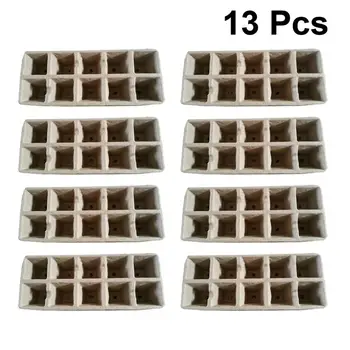 

13pcs 10 Grids Nursery Pots Seed Trays Plant Seedling Starters Cups Nursery Herb Seed Biodegradable Pots Peat Pot (Random Color)