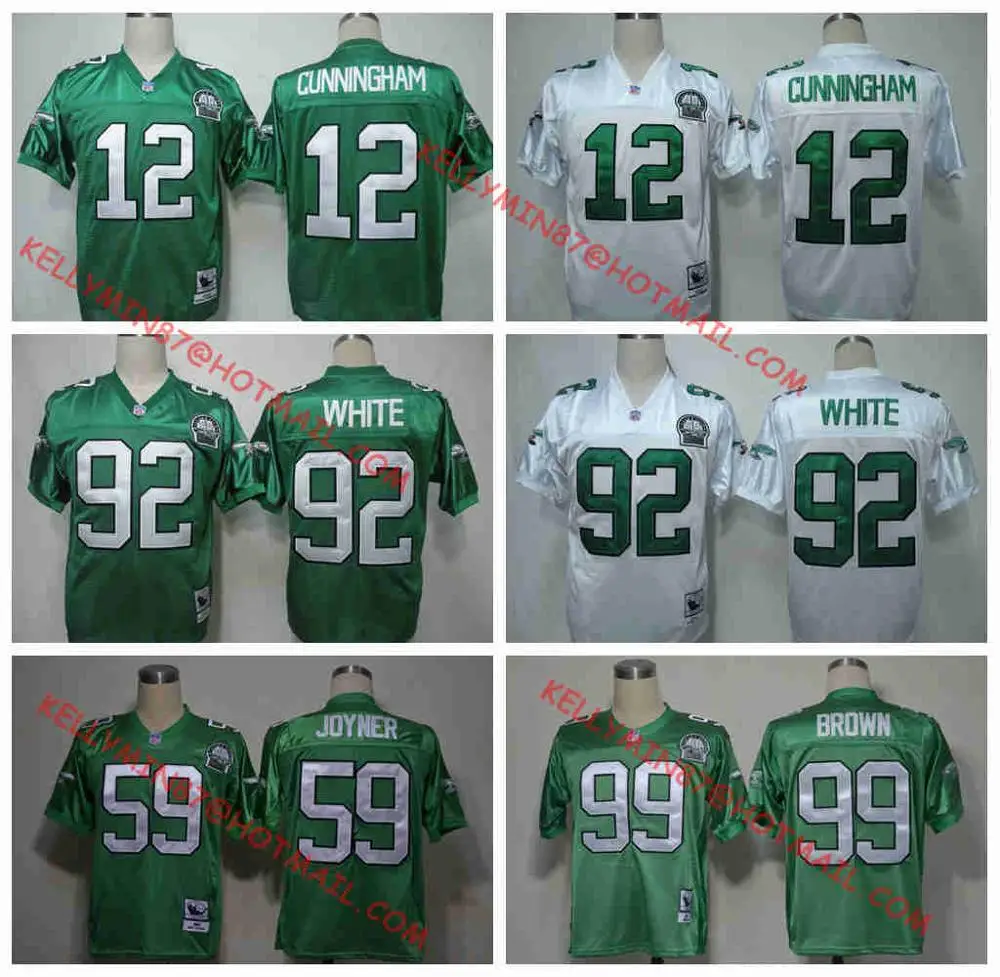 Stitiched, Philadelphia s, Reggie White, Randall Cunningham, Jerome коричневый, Joyner Green, возврат для мужчин Джерси