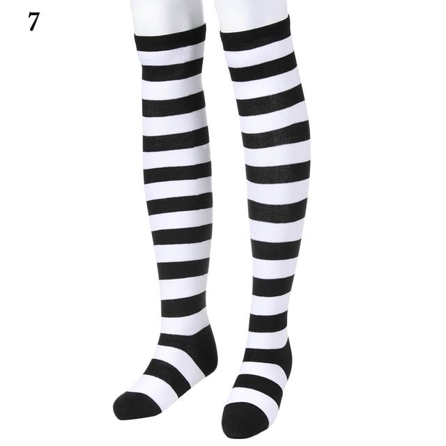 Elastic Over Knee Stripe Stockings Women Warm Fashion Knitted Cotton Cute Long Socks Casual Thigh High 12 Colors