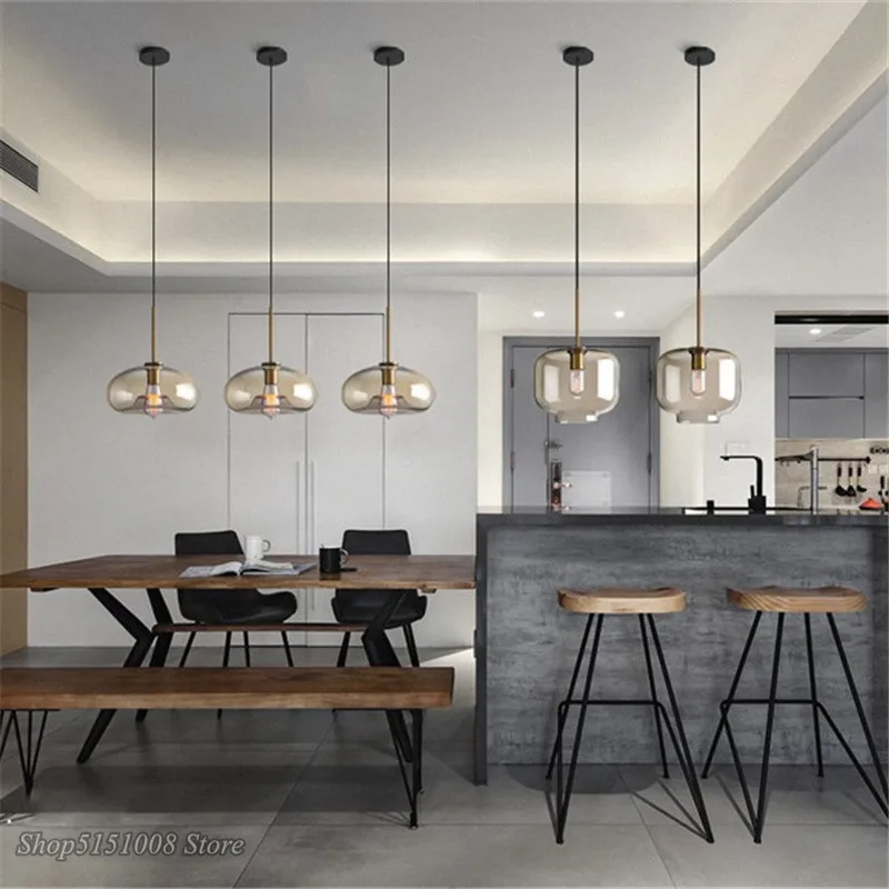  Nordic Glass Pendant Light Modern living room Kitchen Hanging Lamps Lighting Fixtures LED Lamp Home - 4000132471133