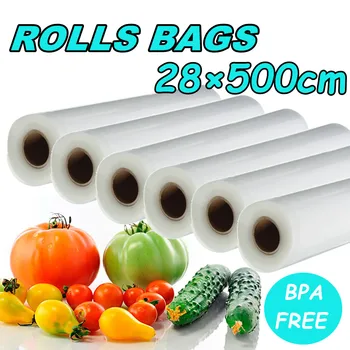 

Vacuum Sealer Bags for Food Savers Sealing Machine Plastic Storage Vacuum Bag Kitchen Packer Vacum Bag Packaging Rolls 28X500CM