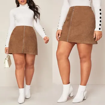 

Fashion Zipper Mini Pencil Skirt High Waist Plus Size Skirts