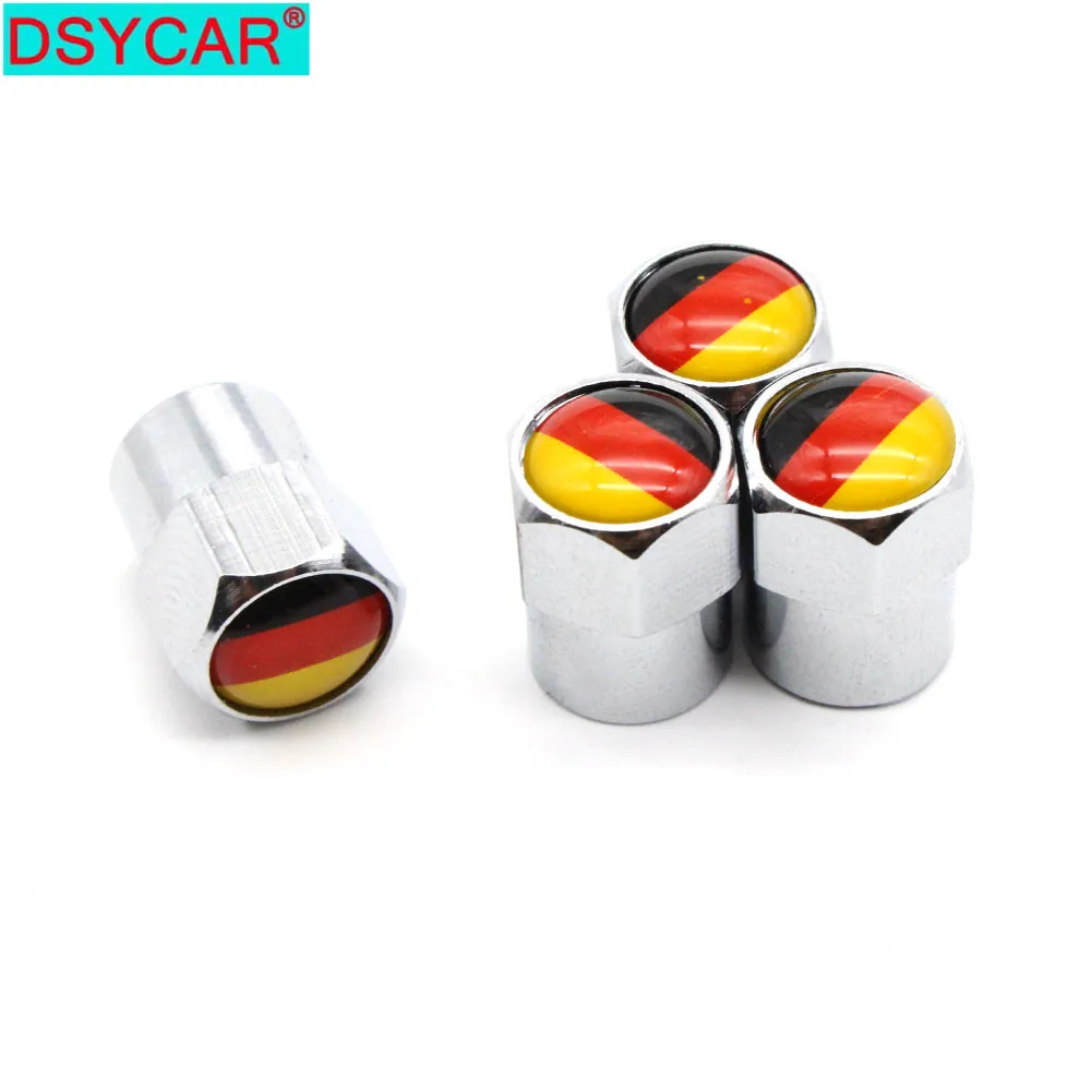 

DSYCAR 4 Pcs/Set Car Styling Aluminium Alloy/Copper Germany Flag Car Tire Valve Caps Wheel Tires Tire Stem Air Cap Airtight Cov