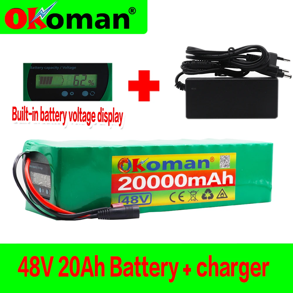 Батарея 48V 13S3P 20Ah 1000 Вт высокой мощности Мощность 54 2 V 20000 мА/ч Электрический