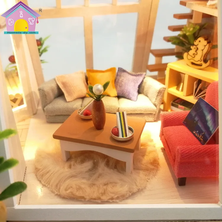 Hoomeda для дорожки-diy для домик для собственной сборки Аврора кабины Творческий деревянная вилла модель ручной работы в собранном виде развивающие игрушки Детский жакет из денима для девочки; подарок
