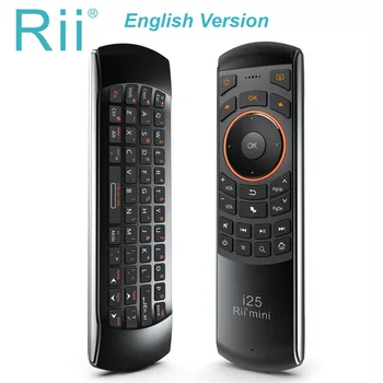 Original Rii mini i25 2.4GHz Air Mouse Remote Control with English Keyboard for PC Smart TV Android TV BOX HTPC IPTV Fire TV original rii mini i7 2 4g wireless fly air mouse remote control motion sensing built in 6 axis for android tv box smart pc
