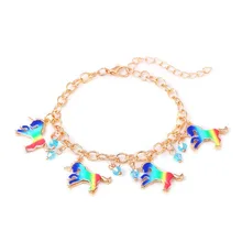 Стиль браслет с единорогом мультфильм анимация красочные маленькие женщины сплав Унисекс Браслет HWASY1804