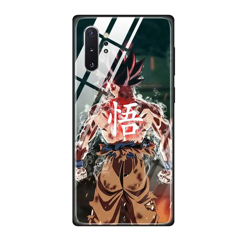 Чехол для телефона из закаленного стекла для Samsung Galaxy S10 S10E S9 S8 Note 9 10 105G Plus A50 A30 TPU Мягкий край чехол DRAGON BALL Z DBZ Gok - Цвет: T04