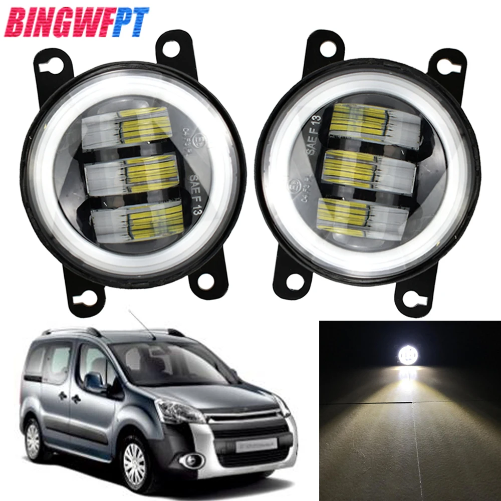 1Pair For Citroen Berlingo B9 2012 2013 2014 2015 Car H11 12V Led Fog Lights With Angel Eye Daytime Running Lamp Drl| | - Aliexpress