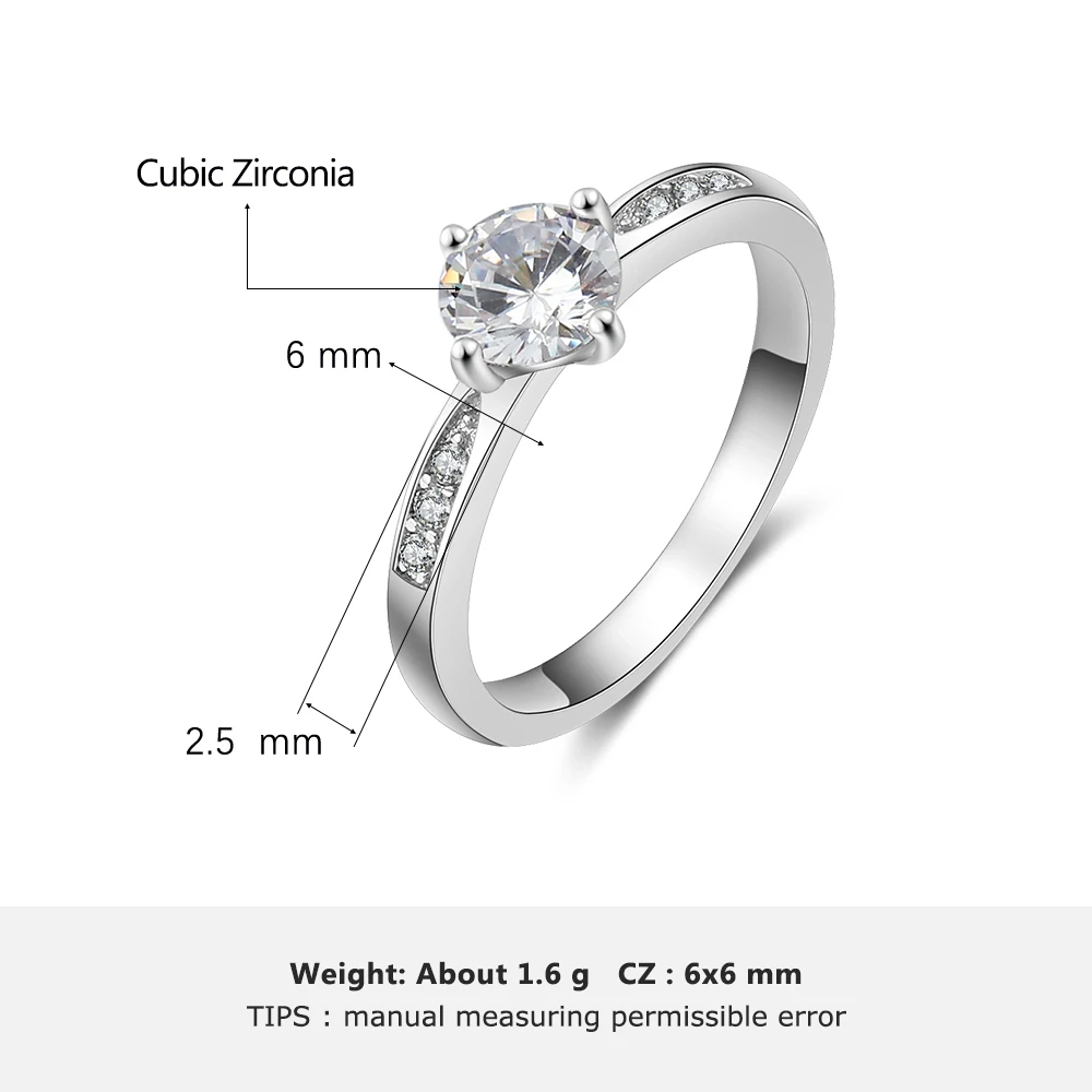 Promise кольцо из стерлингового серебра 925 с кубическим цирконием классические