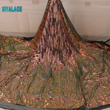 

Sequence Fabric High Quality Tulle Net Lace Fabric Embroidery French Nigerian Party Dress For African Lace Fabric 5yards 3213b