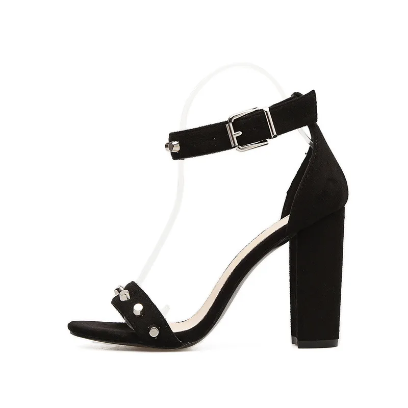

2018 Spring New Style Open Toe Fashion Sexy Ultra-High Heel Shoes Chunky-Heel Buckle Versatile WOMEN'S Sandals