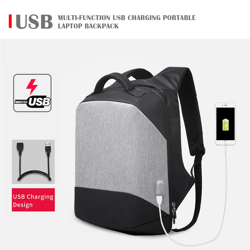 OZUKO Designer Men's Backpack New Business Computer Bag Anti-theft Multifunction Waterproof USB Charging Travel Laptop Backpack