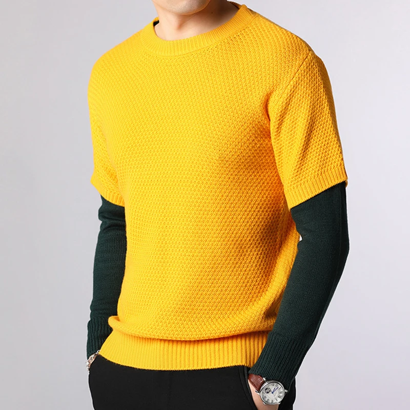Covrlge мужской свитер Осень Зима теплые мужские Лоскутные Свитера повседневные с круглым вырезом пуловер с длинным рукавом для мужчин MZM057