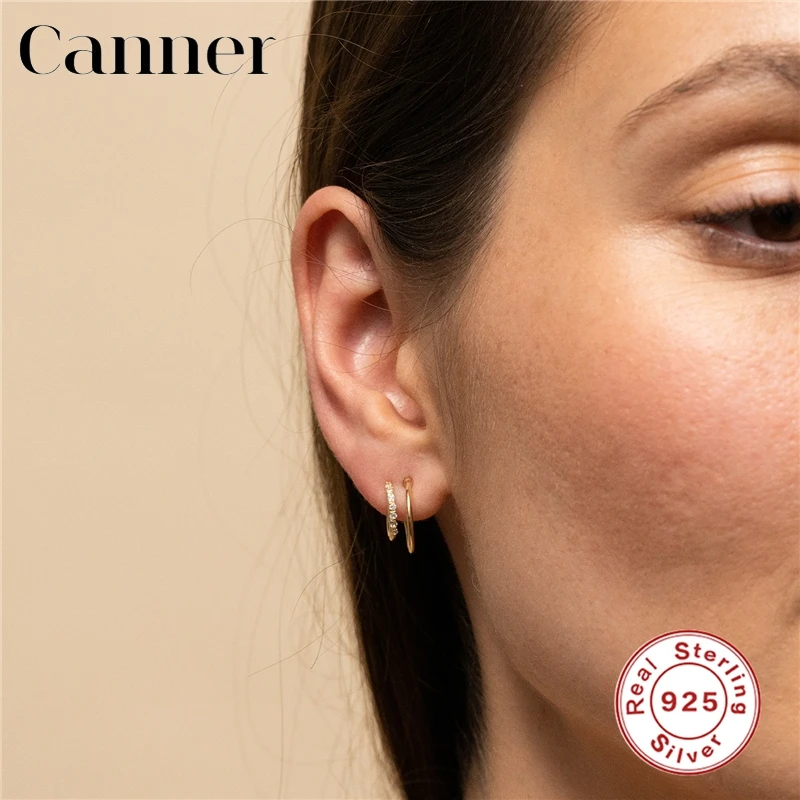 

925 Sterling Silver INS Simple Personality CZ Zircon Geometric Stud Earrings for Women Gold Silver color Earings Fashion Jewelry