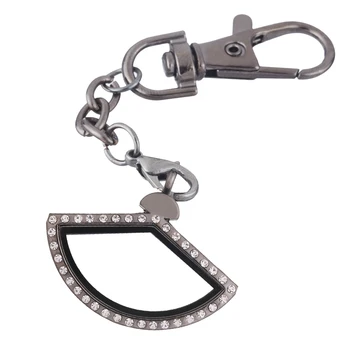 

10pcs/lot Mixed Fan shape open crystal locket Key Ring twist Memory Living Magnet Glass Keychains Locket for Floating charms