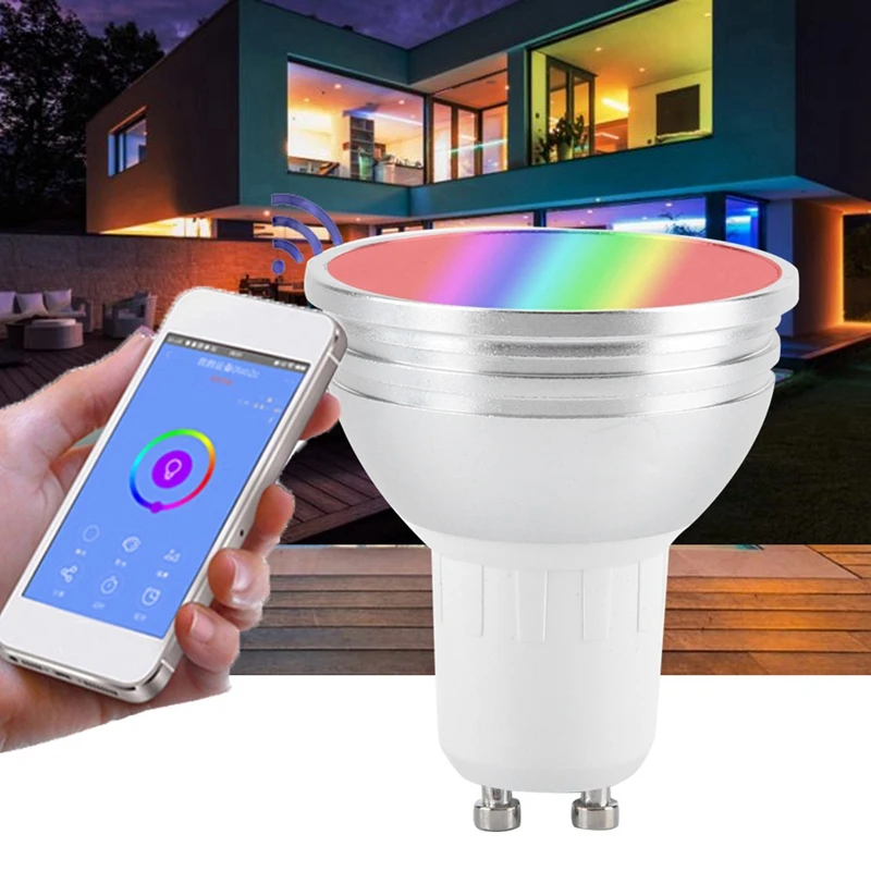 

WiFi Smart Light Bulb GU10 6W RGBW WiFi LED Dimmable Light Cup Alexa for Google Home APP Remote Light Bulb
