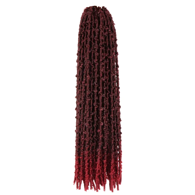 Dansama Synthetic 18inch Butterfly Locs Crochet Hair Soft Locs Crochet Braids Handmade Distressed Faux Locs Hair Extension T1B/Burgundy