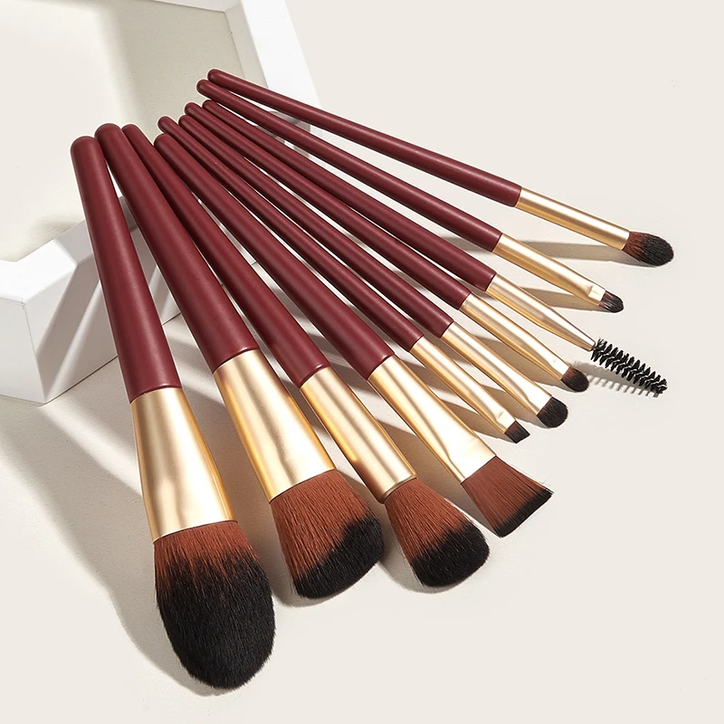 

SAIANTTH new 10pcs Glycogen Red makeup brushes Set Foundation Eyelash Eyebrow blush blending Brush Beauty Tool eye face cosmetic