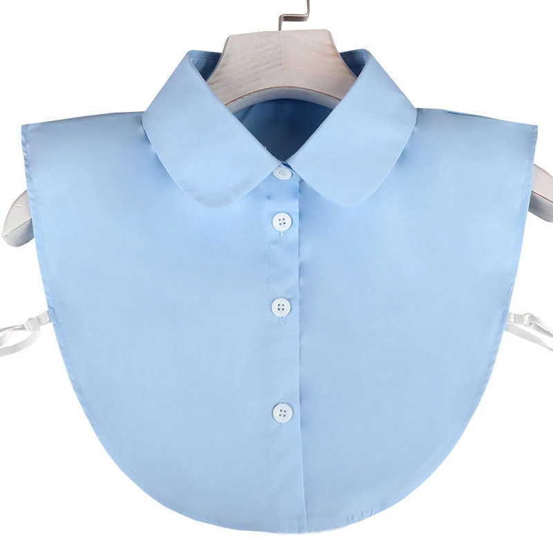 

Blue Cotton Round Neck False Collar for Womens Solid Fake Detachable Collar Female Neckwear Tie Lapel Ladies Decoration