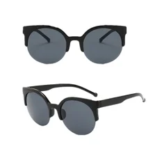 Новые модные ретро дизайнерские Супер круглые солнцезащитные очки кошачий глаз женские солнцезащитные очки полуоправы очки водительские очки