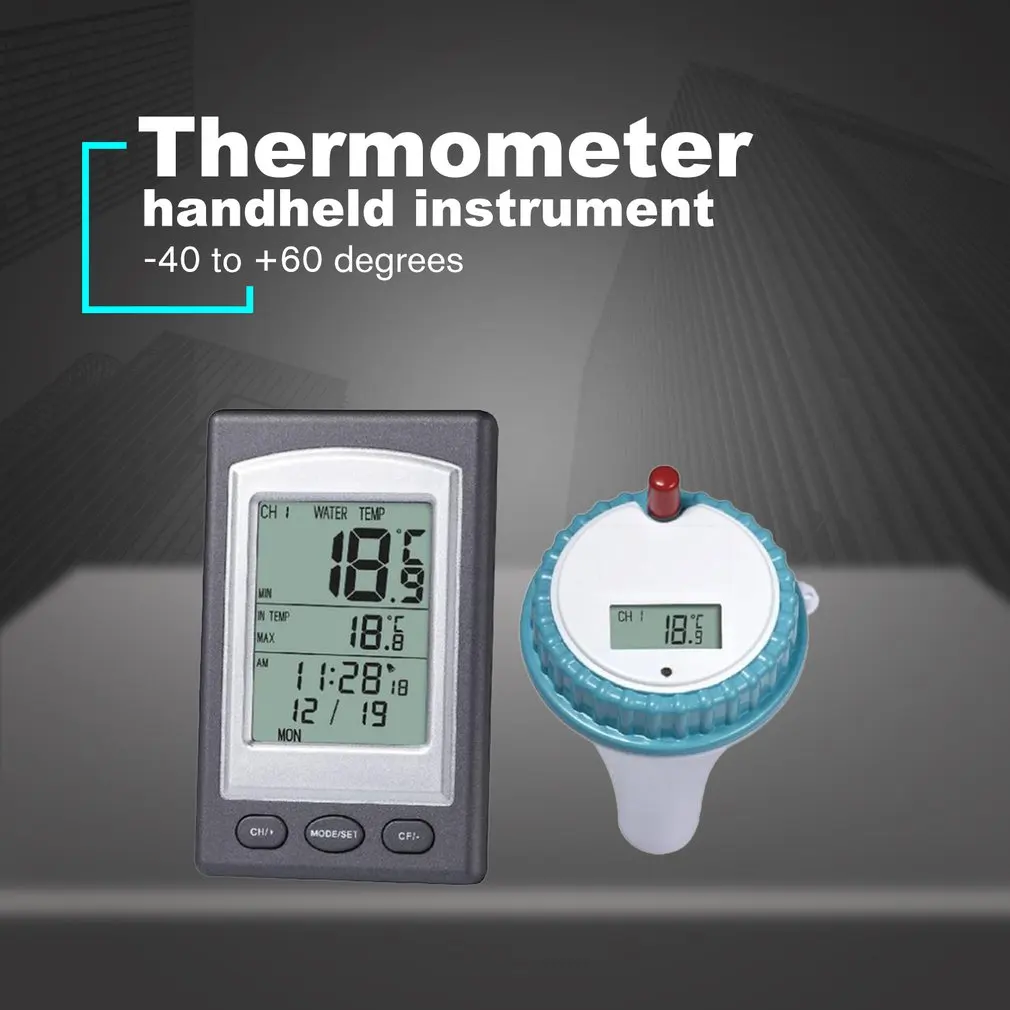 Профессиональный WD1228 Ванна термометр беспроводной Крытый и открытый термометр для бассейна с будильником и часами и датой
