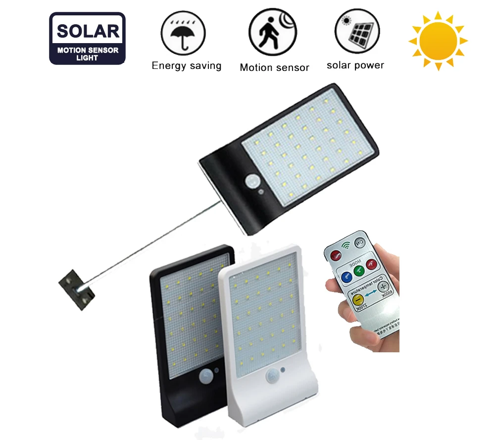 

Solar Light 48 LED Auto PIR Motion Sensor With Remote Control Garden Wall Solar Lamp For Outdoor Waterproof Newest Design remote