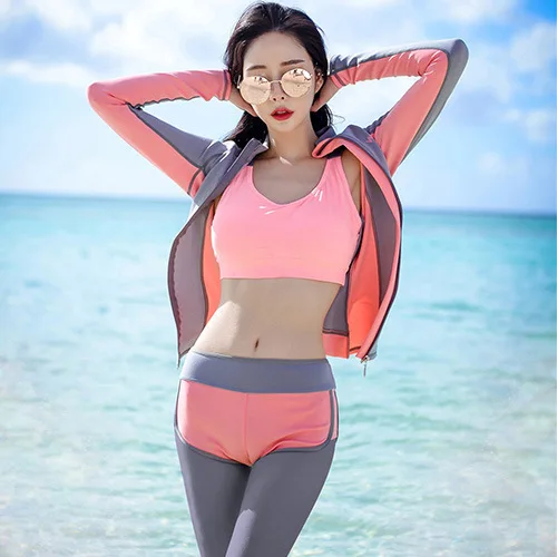 

Diving Suit Women's Split Type Slimming Zipper Sun-resistant Quick-Dry Jellyfish Clothing Surfing Snorkeling Suit Long-sleeved S