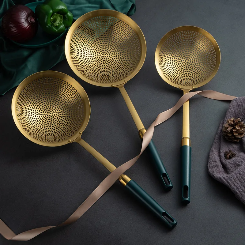 Colander 304 Stainless Steel Wire Drain Fashion Light Luxury Dark Green
