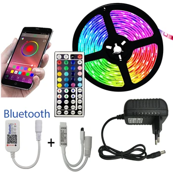 

LED Strip 5M 10M 15M RGB 5050 SMD Flexible Ribbon fita led light strip RGB Tape Diode DC 12V Bluetooth Control Adapter