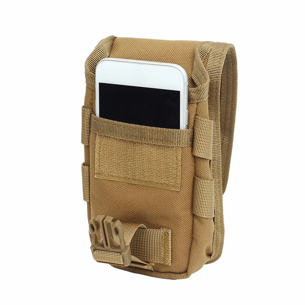 New Double Layer Tactical Phone Pouch Bag Belt 600D Nylon Waterproof Molle System Hunting Molle Fanny Mobile Phone Purse Outdoor