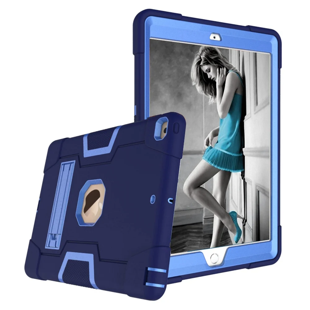 Для Apple iPad 10,2 дюймов A2198 A2200 A2232 чехол для планшета ударопрочный детский безопасный ПК силиконовый гибридный Стенд чехол для всего тела - Цвет: Navy Blue - Blue
