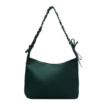 

New Fashion Women Nylon Bags Large Pleated Shoulder Strap Crossbody Bags Solid Color Ladies Shopping Shoulder Handbags