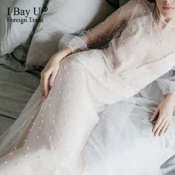 

Pearl Tulle Princess Wedding Dresses A Line Boho Beach Bride Gowns for Party Vestido De Noiva