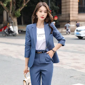

Ladies temperament office high quality pants suit two-piece suit New autumn women's professional ladies jacket Slim trousers