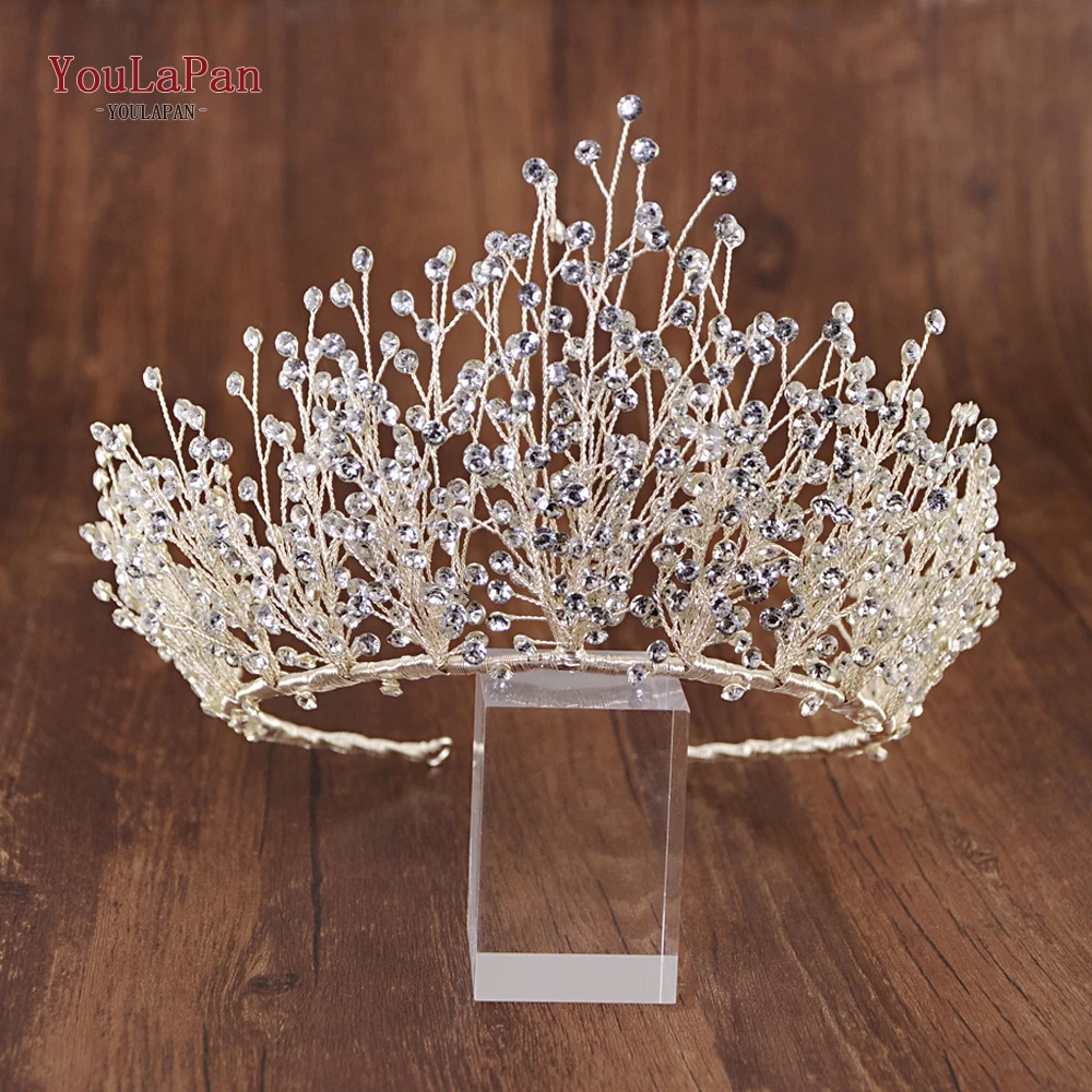 TOPQUEEN HP193 Silver Golden Wedding Tiaras and Crowns Rhinestone Wedding Headband Luxury Wedding Headpieces Briadl Hair Jewelry
