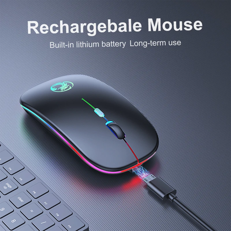 Ratón inalámbrico Bluetooth, ratón inalámbrico para computadora, ratón RGB recargable, ergonómico, retroiluminado por LED, ratón silencioso para computadora portátil_voghion.com