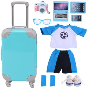 Blue Series Suitcase Set Fit 18 Inch American Doll 40-43cm Born Baby Doll  Accessories For Baby Birthday Festival Gift