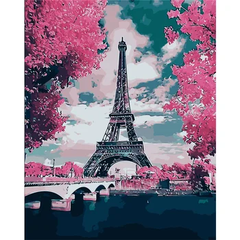 

YANXIN DIY Frame Picture DIY Painting By Numbers Kit City Acrylic Paint By Numbers Handpainted Painting Art 9237