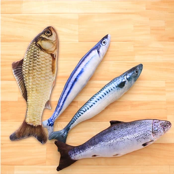 

Cat Soft Plush Fish Shape Pet Toys Built-in Catnip Healthy Interactive Gifts Fish Catnip Toy Stuffed Fish Playing Toy For Pet