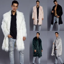 Lanshifei Горячая зима осень мужская шуба из искусственного лисьего меха Длинная ветровка Свободная теплая Модная Мужская Толстая куртка с искусственным мехом