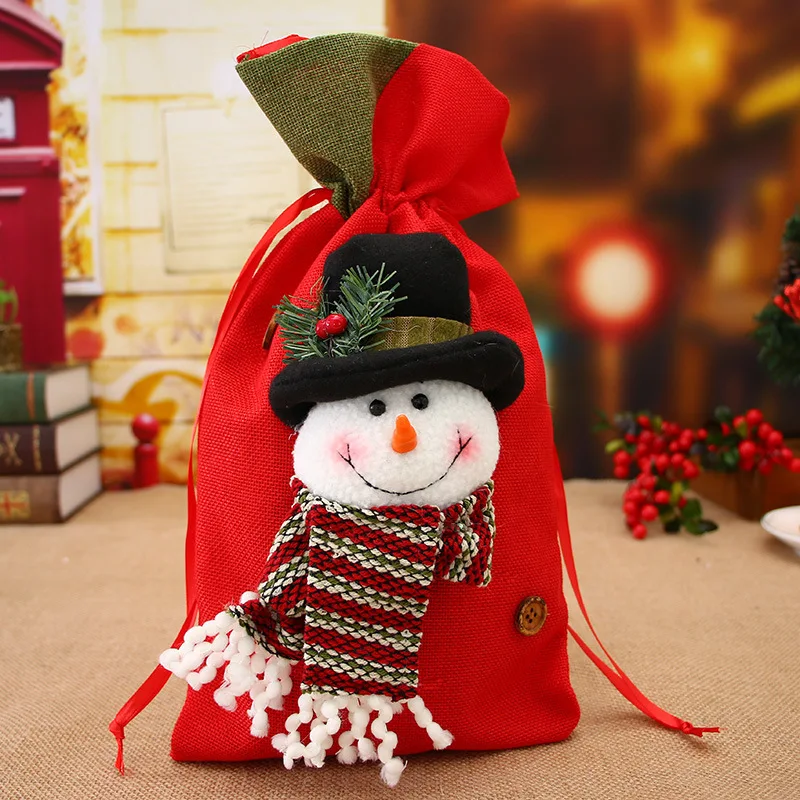 1 шт Санта Снеговик олень Рождественский подарок сумки для хранения Конфеты Яблоко пакет Рождество год Декор праздничное украшение для вечеринок 62796