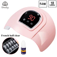 54 Вт Сушилка для ногтей УФ-лампа с 100 шт. накладными ногтями и 3 г клей для ногтей USB светодиодный лак для отверждения гель-Полировочный для ногтей, маникюрный набор