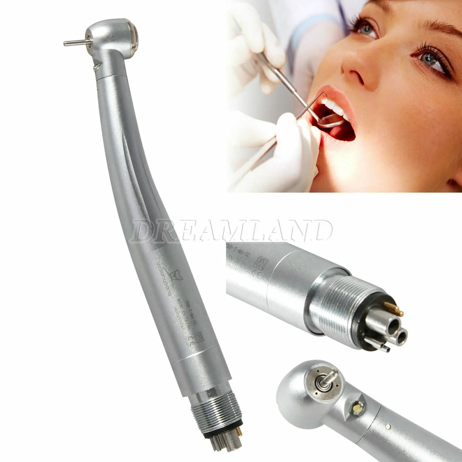

6 Hole Dental LED E-generator Fiber Optic High Speed handpiece Standard Head Triple Point Spray Air Turbine KAVO Style