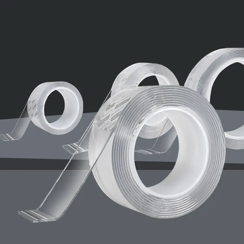 Прозрачная нано-лента 1 рулон многоразовая моющаяся двусторонняя клейкая не