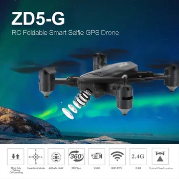 

ZD5-G 720P GPS Folding Drone with Dual Camera Gesture Photo Remote Control Toy Machine Headless Mode Optical Flow Positioning
