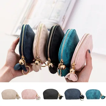 

2020 New Fashion Ladies PU Leather Mini Wallet Card Key Holder Zip Coin Purse Floral Pendant Clutch Bag Small Handbag Bag